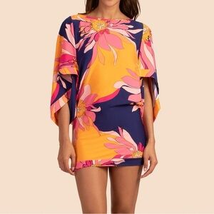 Trina Turk - Blue Pink & OrangeFloral Multicolored Swim Coverup Dress